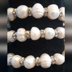 Elegant 3 PC Faux Pearl Bracelet with Silver Accents New With Tags